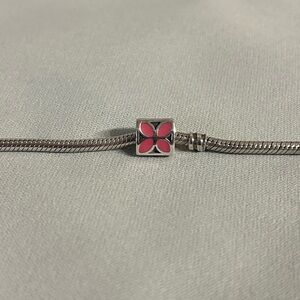Authentic Pandora Retired Pink Enamel Flower Petals Charm #790437EN05, 925